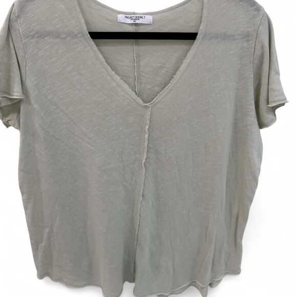 Project Social T Women's Green Linen Blend T-shirt - Picture 1 of 4